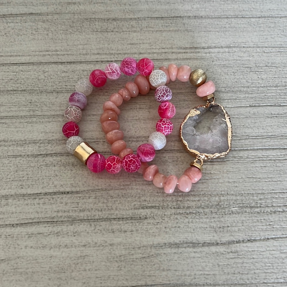 Set of pink bracelets